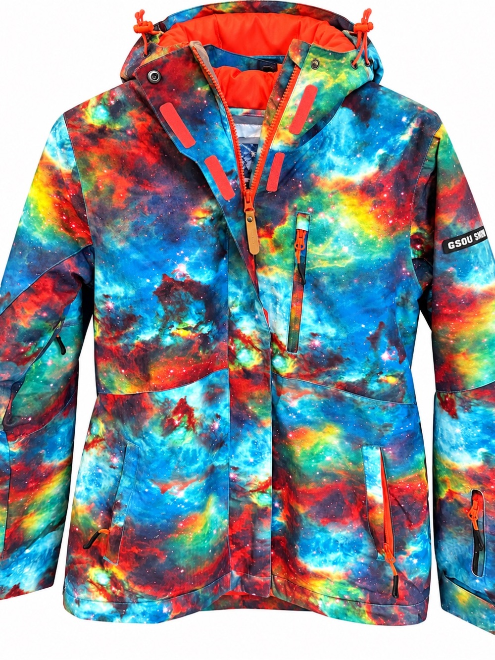 GSOU SNOW Galaxy Print Ski & Snowboard Jacket – Vibrant Nebula Pattern,